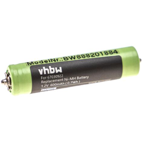vhbw Batería compatible con Braun Cruzer4 2838, Cruzer4 2878, Cruzer5 2778 afeitadora, cortadora de pelo (600 mAh, 1,2 V, NiMH)