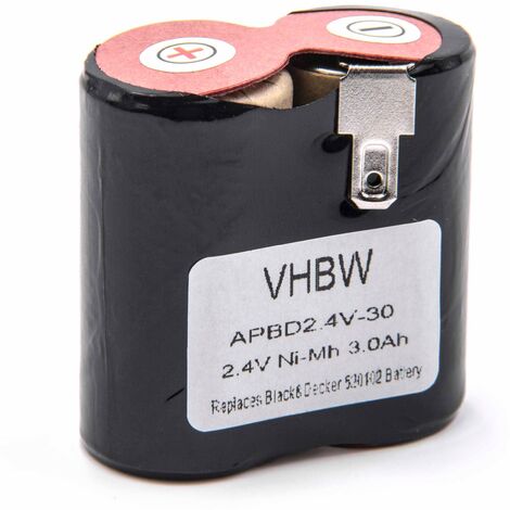vhbw Batería compatible con Black & Decker Classic HC422, HC425, HC425C, HC425E, HC421, HC429, HC430 robot limpieza (3000 mAh, 2,4 V, NiMH) (1/2)
