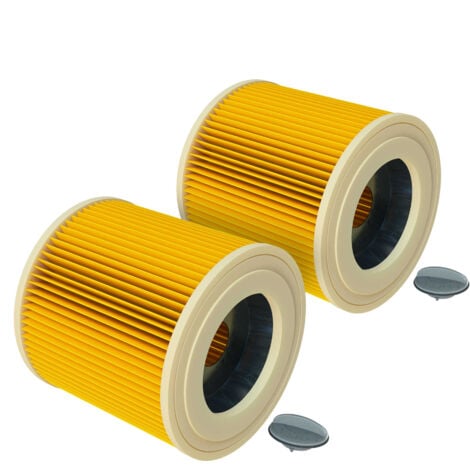 vhbw Set de filtros 2x Filtro plisado reemplaza Kärcher 6.414-552.0,  6.414-772.0 para aspiradora en seco y húmedo - Filtro, cartucho, amarillo