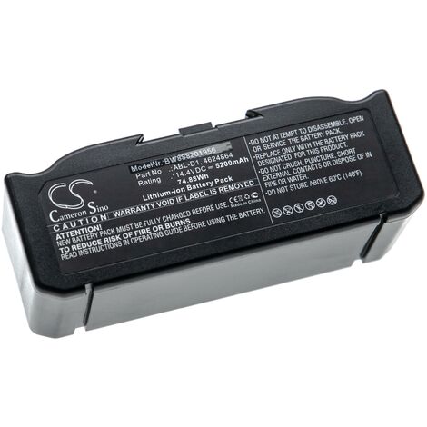 vhbw Batería compatible con iRobot Roomba e619240, i3+, e619840, e6198, e619820, i3, i31502F robot limpieza negro (5200 mAh, 14,4 V, Li-Ion) (1/2)