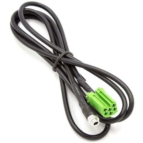Cable adaptador AUX vhbw para la radio del coche auto Mini ISO verde para  Renault con