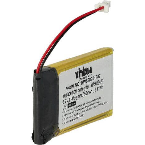 vhbw 1x batería reemplaza Sena YP802542P para auriculares inalámbricos, cascos (650 mAh, 3,7 V, Li-poli) (1/5)