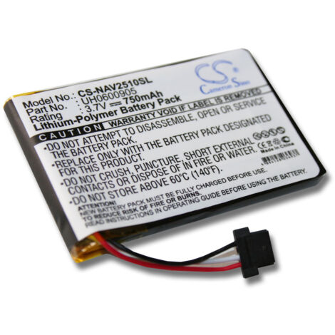 vhbw Li-polymer battery 750 mAh (3.7 V) for navigation GPS Navigon 2510, 2510 Explorer such as UH0600905