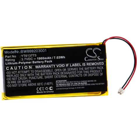 vhbw Batería recargable compatible con xDuoo X3 reproductor de música MP3 (1900 mAh, 3,7 V, polímero de litio) (1/2)