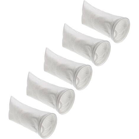 vhbw 5x Filtro de calcetín universal para acuarios, piscinas, skimmers - Bolsa filtrante, polietileno, 18 x 45 cm, 100 micrómetro, blanco