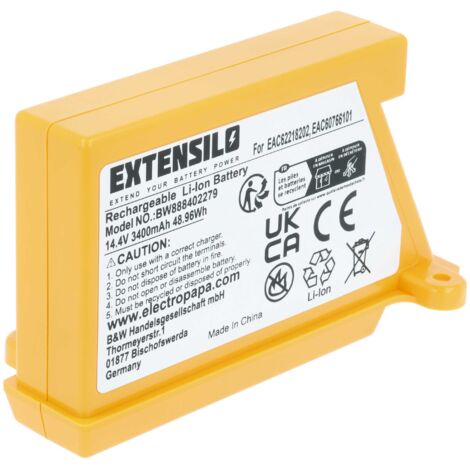 Vhbw Li-Ion Batería 3000mAh  14.4V  Para Robot Limpiasuelos Robot Autónomo De Limpieza LG HomBot Vsr9640ps Vrd710rrc 84051120