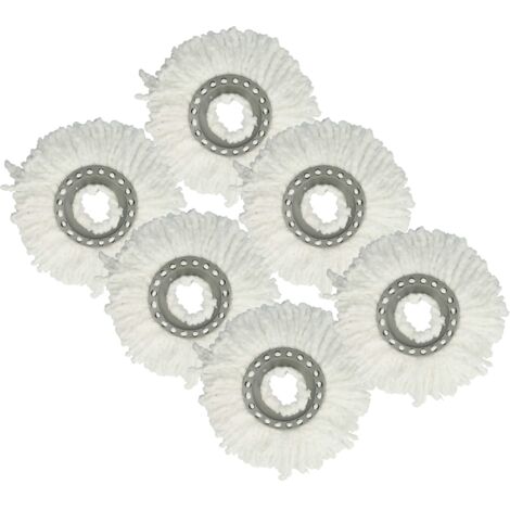 Vhbw 6 Testine Di Ricambio In Microfibra Per Mocio Leifheit Clean Twist (Mop Ergo, Disc Mop) - Diametro 40cm, Lavabili A 60°C, Bianco