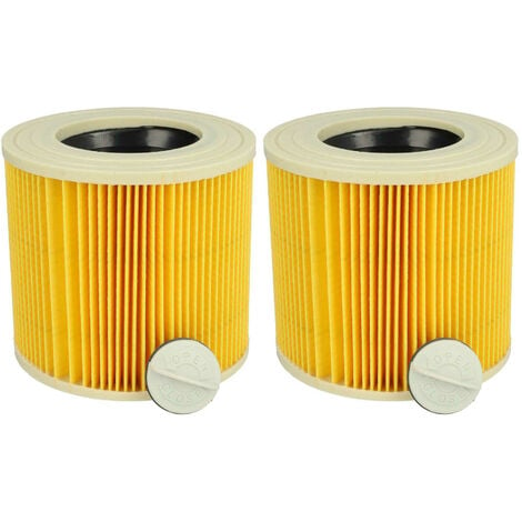 vhbw Set de filtros 2x Filtro plisado reemplaza Kärcher 6.414-552.0,  6.414-772.0 para aspiradora en seco y húmedo - Filtro, cartucho, amarillo