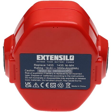 EXTENSILO 2x batería compatible con Makita 8433D, 8433DWDE, 8433DWAE, 8434DWFE, 8433DWFE, JR140D, BMR100 herramienta (3300 mAh, NiMH, 14,4 V) (1/4)