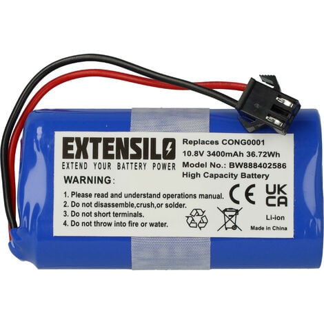 EXTENSILO Batería compatible con Cecotec Conga 890 Slim, Slim, Slim 890,  Slim 890 Wet, Slim Wet