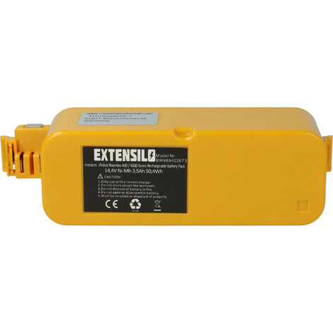 EXTENSILO Batería compatible con iRobot Roomba 5210, 5250, Discovery 400,  Discovery SE robot limpieza, amarillo (3500