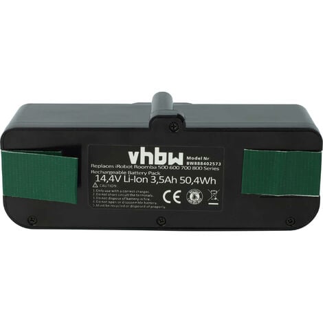Vhbw® Batería de recambio NIMH 2000mAh (14.4V) compatible con iRobot Roomba  de las series 500, 600, 700, 800, 900