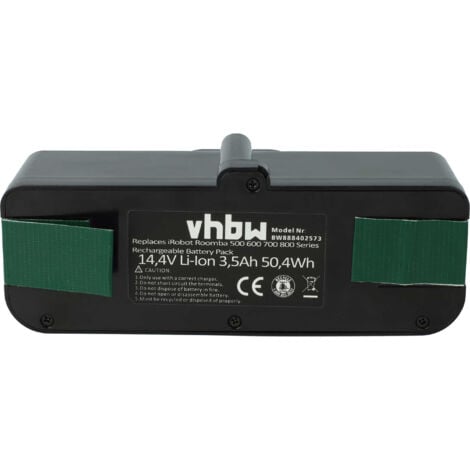 vhbw Batería compatible con iRobot Roomba 860, 890, 801, 805, 850, 877,  891, 895 aspiradora (3500 mAh, 14,4 V, Li-Ion)