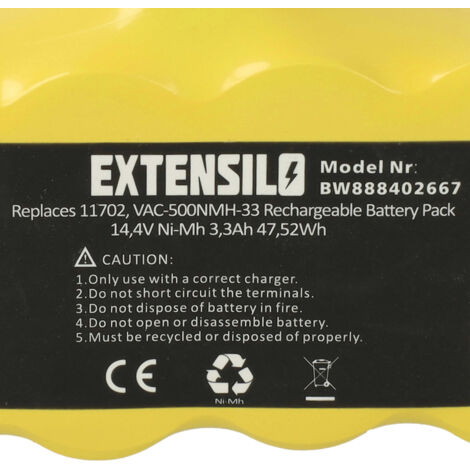 EXTENSILO batteria compatibile con iRobot Roomba 615, 616, 621, 651, 612,  614, 618, 620, 625, 630, 650 home cleaner (4000mAh, 14,4V, NiMH)