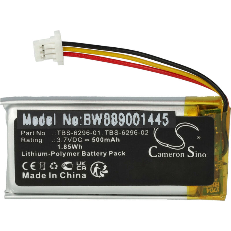 vhbw Batterie remplacement pour Turtle Beach TBS-6296-01, TBS-6296-02 pour  casque audio, écouteurs sans fil (500mAh, 3,7V, Li-polymère)
