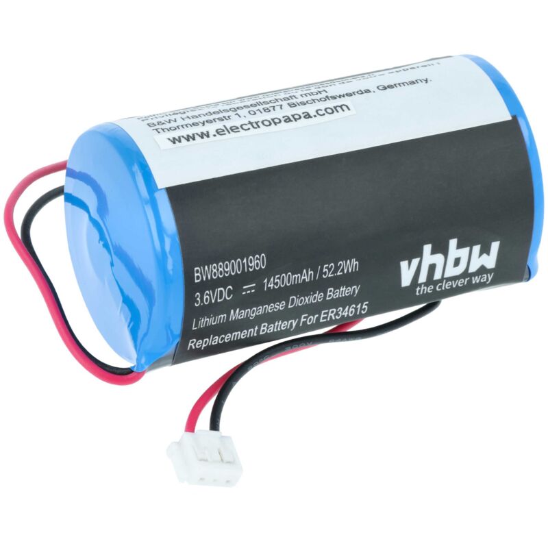 Batterie TECHTEK 14500mAh 3.6V Li-SOCl2 Compatible Visonic MC-S710 MC-S720 MCS-730 - Remplace 0-9912-K ER34615M