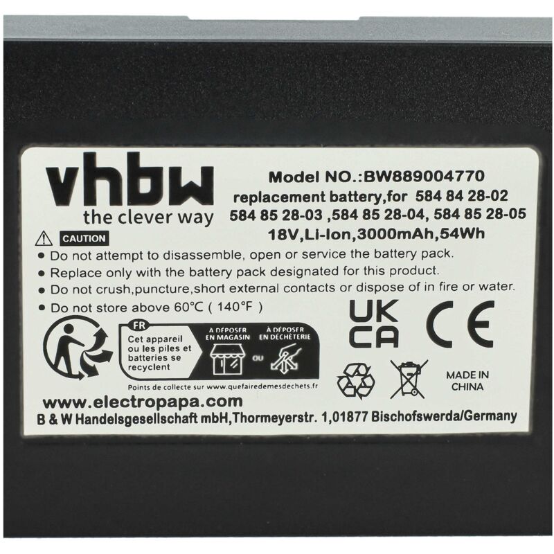 EXTENSILO Batterie compatible avec Husqvarna Automower Aspire R4, 305