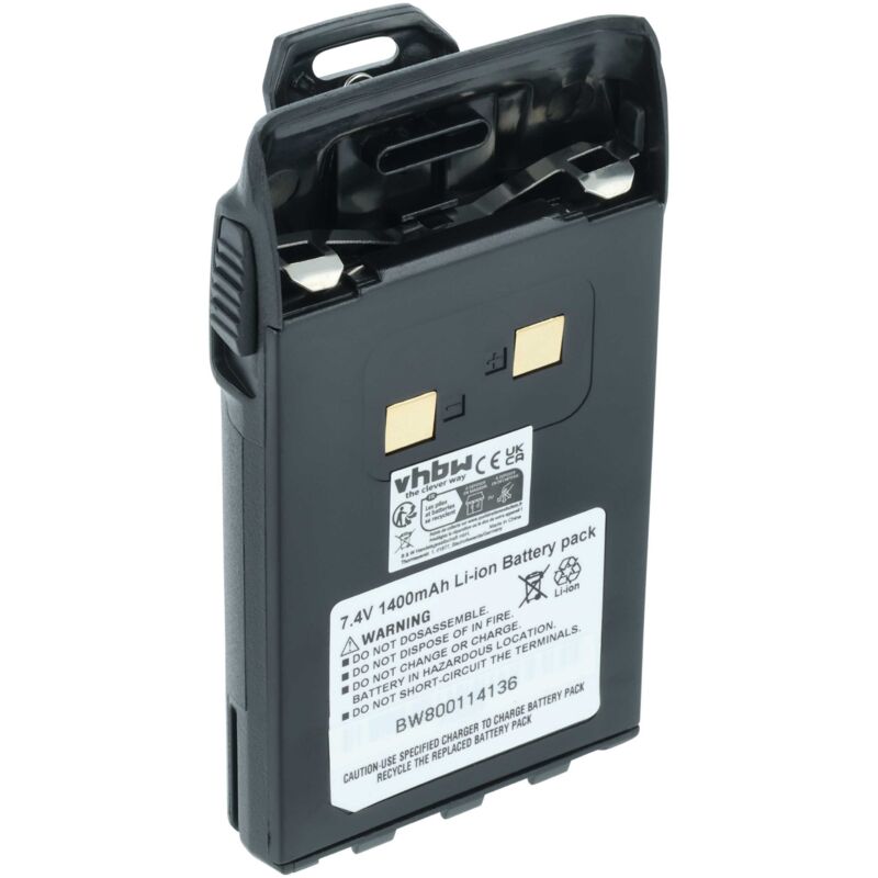 Vhbw 1x Batteria Compatibile Con Wouxun KG-699, KG-699E, KG-801, KG-703, KG-703E Radio (1700mAh, 7,4V, Li-Ion) Clip