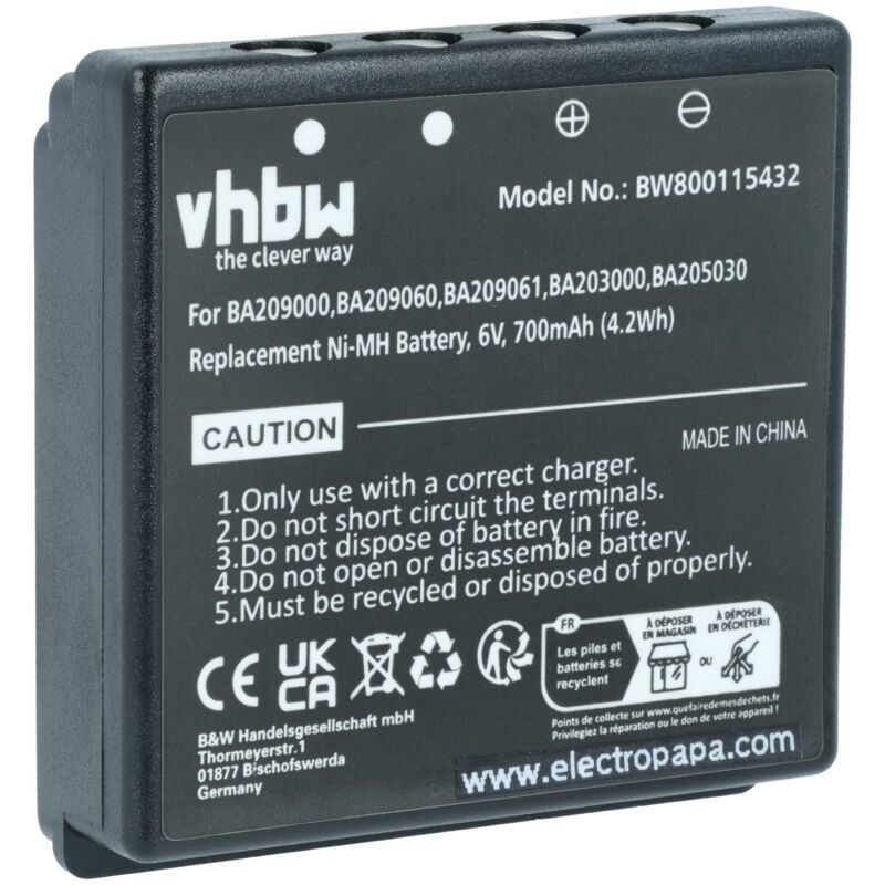 Batterie Rechargeable Télécommande Batterie Vhbw 2300mAh 6V NiMH