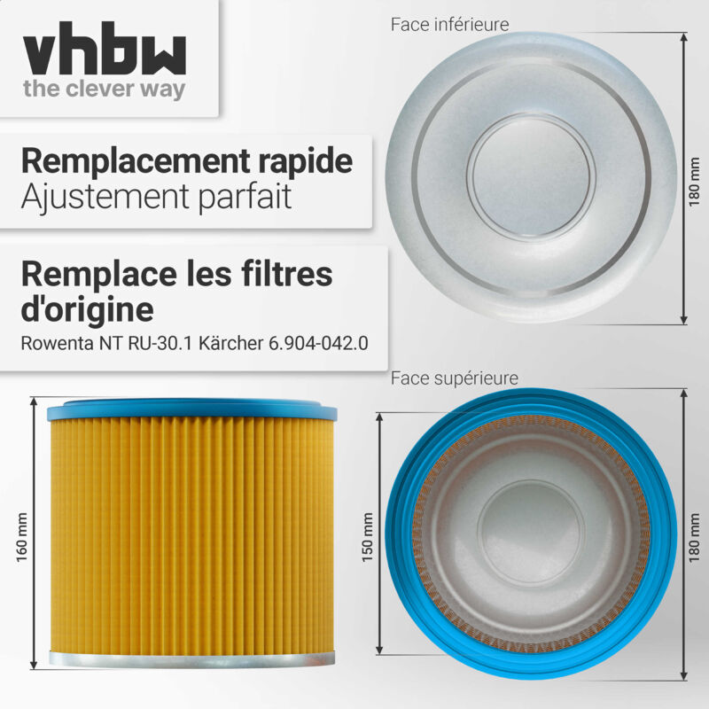 Vhbw set da 2x filtro a pieghe piatte compatibile con ShopVac Pro 30 PW, 1300 Inox, 1300, 30, Super 30 aspirapolvere - Cartuccia filtrante | Leroy Merlin