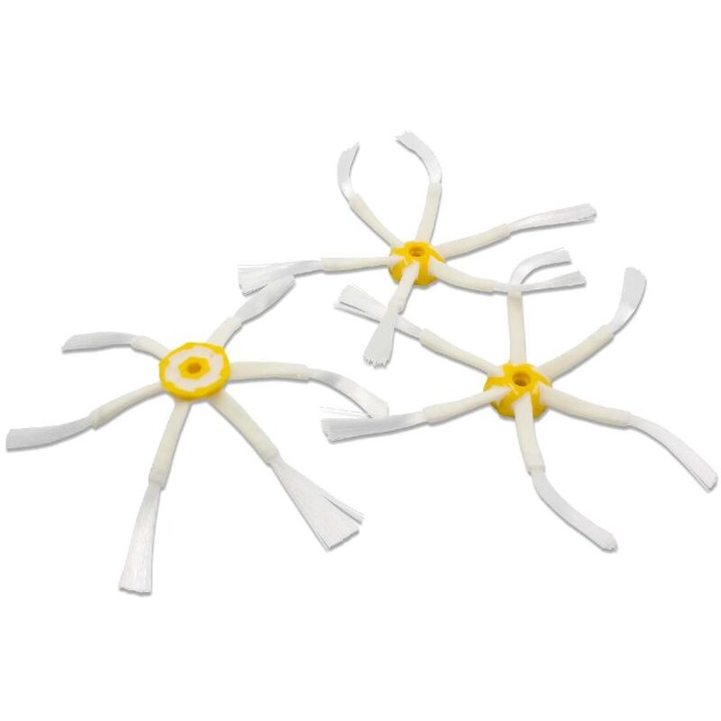 vhbw 3x Brosse latérale compatible avec iRobot Roomba 555, 560, 534, 551, 535, 561, 540, 550 robot aspirateur - Lot de brosses, jaune / blanc