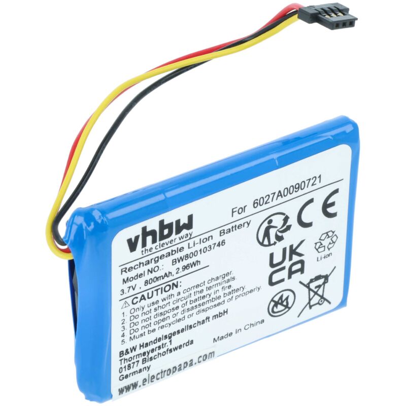 Batterie Vhbw Pour TomTom 1100mAh - Remplace 6027A0106201, 6027A0090721