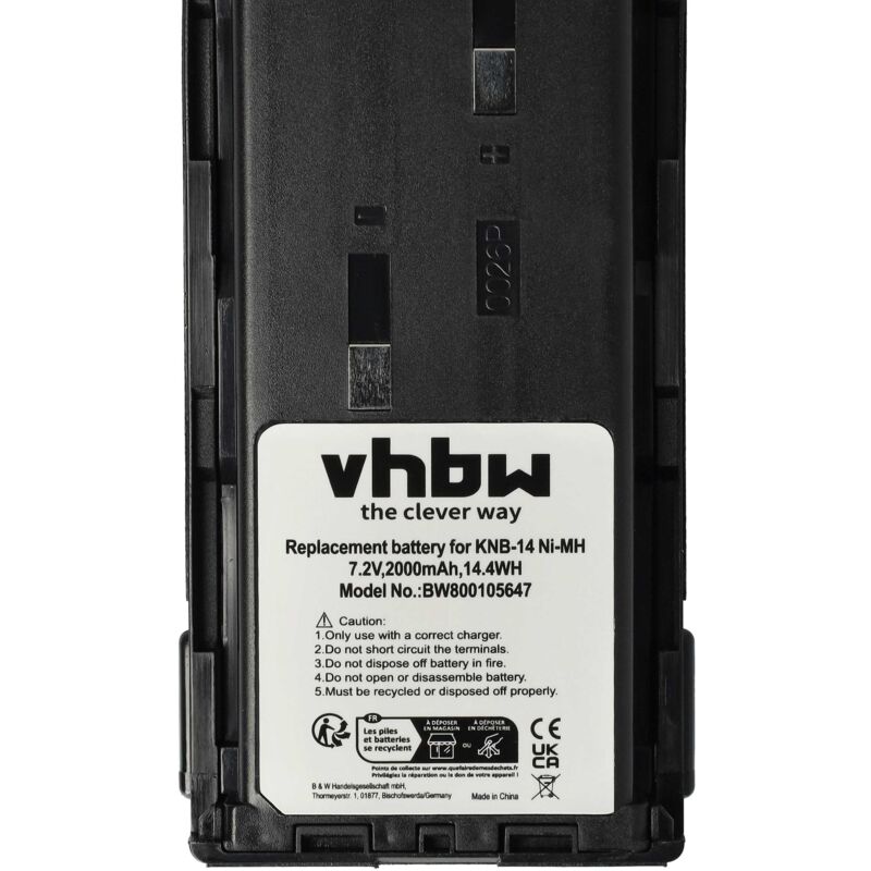 vhbw Akku kompatibel mit Kenwood TK-3360M, TK-3360E Funkgerät, Walkie