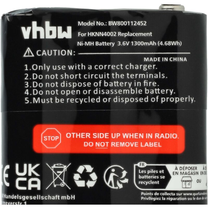 Vhbw Batterie Rechargeable Pour Talkie-walkie Motorola T92, T8500, Etc. - 700 MAh, 3,6V NiMH Vhbw Batterie Rechargeable Pour Talkie-walkie Motorola T92, T8500, Etc. - 700 MAh, 3,6V NiMH