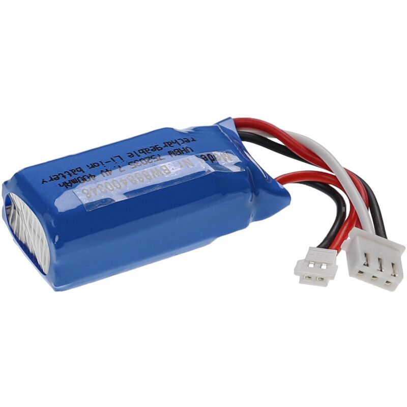 Vhbw Batterie Li-Po 400mAh 3,7V Compatible RC – Connecteur XH 2.54 2P, Dimensions 37x20x8 Mm – Pour Voiture, Avion, Hélicoptère