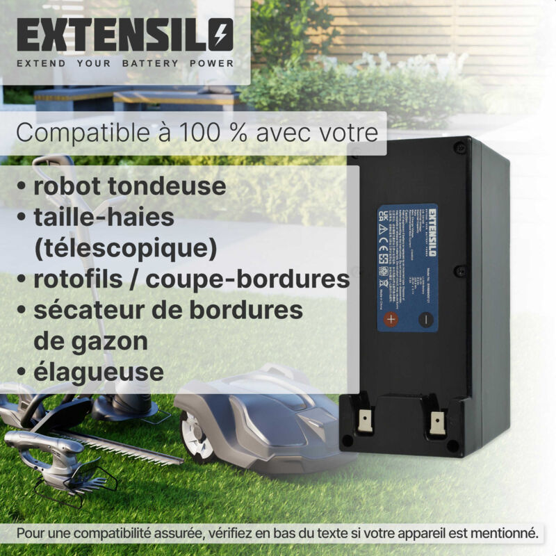 Batterie De Rechange EXTENSILO Pour Robot Tondeuse Husqvarna – 18V 3000mAh Li-ion (modèle 589586101)