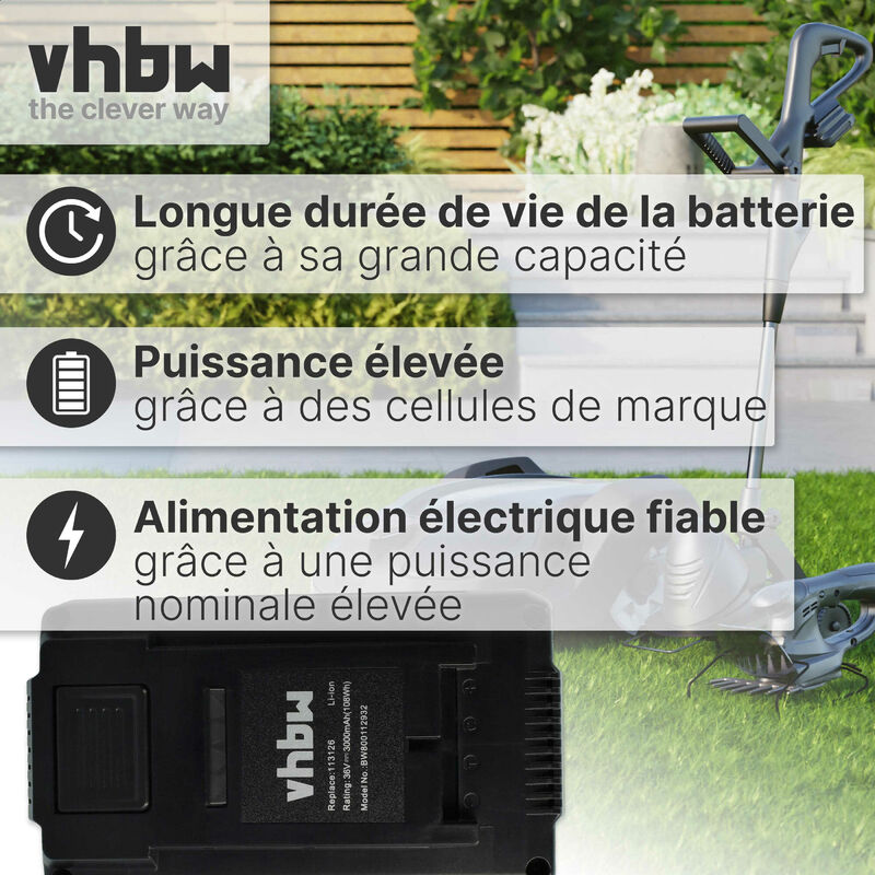 Vhbw Batterie Remplacement 3000mAh 25,2V Pour Tondeuse à Gazon - Compatible 862601, 862615, 862617, 862618
