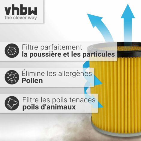 Filtre Plissé De Rechange Pour Aspirateur Kärcher MV 3 Premium Fireplace - Filtre Jaune Lavable - Classe F9