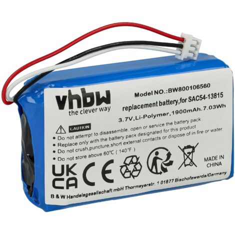 Vhbw – Batterie Li-polymère 1900mAh 3,7V pour collier de dressage SportDog TEK 1.5 GPS – Autonomie prolongée – Remplacement SAC54-13815 (1/5)