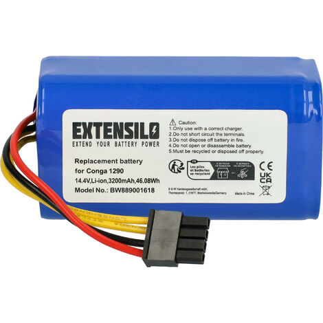 EXTENSILO Batterie compatible avec Blaupunkt BlueBot XSmart BPK-VCBB1XVB, BlueBot XSmart BPK-VCBB1XTE robot électroménager (3200mAh, 14,4V, Li-ion) (1/5)