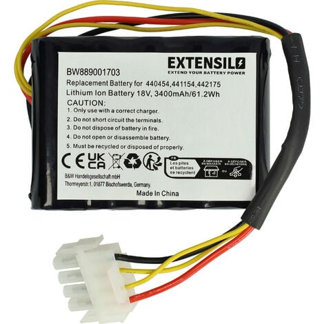 EXTENSILO Batterie compatible avec KÄRCHER RLM4 tondeuse 3400mAh, 18V,  Li-ion