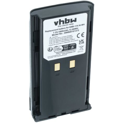 vhbw Batterie compatible avec Kenwood TK-490, TK-5400, TK-481, TK-480, TK-390, TK-410 radio talkie-walkie (1800mAh, 7,2V, NiMH) (1/5)