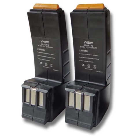 vhbw 2x Batterie remplacement pour Festo / Festool 487512, 488844, 486831, 488438, 487701, 489726, 489073 pour outil électrique (2100 mAh, NiMH, 12 V)