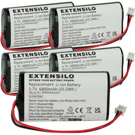EXTENSILO 5x Batterie compatible avec Abathe lampe de chevet, de salon (6800mAh, 3,7V, Li-ion) (1/5)