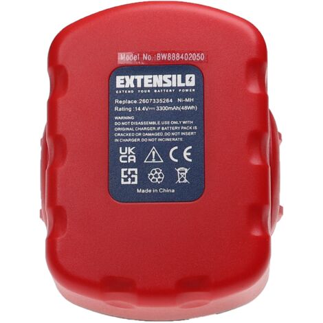 EXTENSILO 3x Batterie remplacement pour Bosch BAT159, BAT140, BAT041 pour outil électrique (3300 mAh, NiMH, 14,4 V) (1/4)