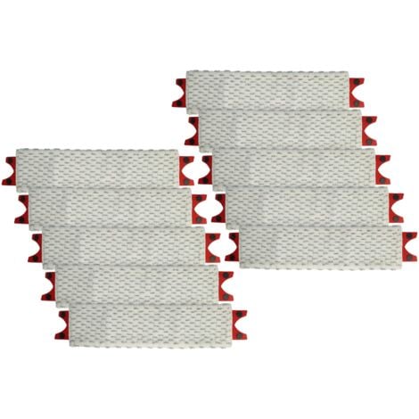 vhbw 10x Serpillères compatible avec Vileda UltraMax XL, UltraMat XL balai nettoyant - Tête de rechange, microfibre, gris / rouge / blanc