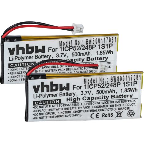 Vhbw Batería Compatible Con Thomson 28106FE1 Ultra Slim Dect, 28115, 28118, RU1873GE3-A Teléfono Fijo O Inalámbrico (500 MAh, 3,7 V, Li-Ion
