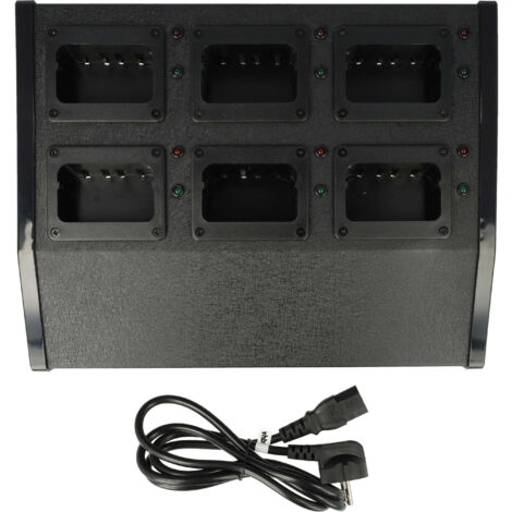 vhbw Chargeur 6 compartiments compatible avec Kenwood TK-3307, TK-3306, TK-3307M2, TK-3306M3, TK-3302UK batteries de radio - Socle, 8,4 V (1/5)