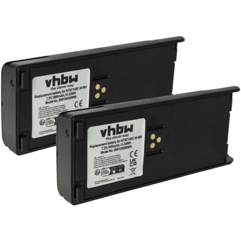 vhbw 2x Batterie compatible avec Motorola JT1000, HT6000, HT1000, MÖBIUS, MT2100 radio talkie-walkie (1800mAh, 7,5V, NiMH) - avec clip de ceinture (1/5)
