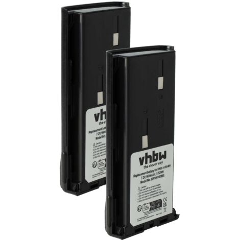 vhbw 2x Batterie remplacement pour Kenwood KNB-15, KNB-14N, KNB-15H, KNB-15A, KNB-20, KNB-14A, KNB-14 pour radio talkie-walkie (1600mAh, 7,2V, NiMH)