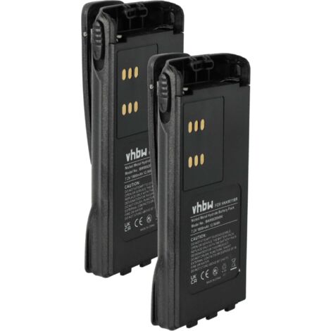 vhbw 2x Batterie remplacement pour Motorola HNN9011R, HNN9012BR, HNN9012R pour radio talkie-walkie (1800mAh, 7,2V, NiMH) - avec clip de ceinture (1/5)