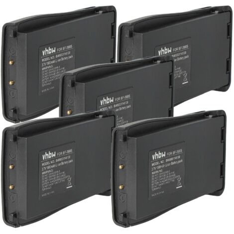 vhbw 5x Batterie compatible avec Baofeng BF-666S, BF-777S, BF-888S radio talkie-walkie (1500mAh, 3,7V, Li-ion)