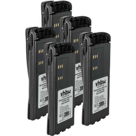 vhbw 5x Batterie remplacement pour Motorola WPNN4045R, WPNN4045AR pour radio talkie-walkie (1800mAh, 7,2V, Li-ion) - avec clip de ceinture (1/5)