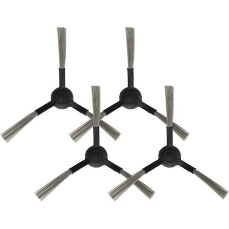 vhbw 4x Brosse latérale compatible avec Xiaomi Viomi V2 Pro V-RVCLM21B robot aspirateur - Lot de brosses, gauche/droite, noir (1/5)