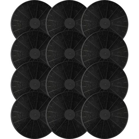 vhbw 12x Filtres à charbon actif remplacement pour PKM 4016572013856, CF110, K10001 pour hotte aspirante - 17,5 cm (1/5)