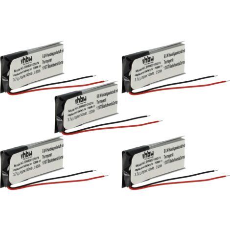 vhbw 5x Batterie compatible avec Nokia HS-36W, BH-607, BH-900 casque audio, écouteurs sans fil (140mAh, 3,7V, Li-polymère) (1/5)